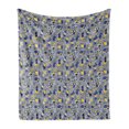 thumbnail image 1 of Dog Lover Soft Flannel Fleece Throw Blanket, Funny Puppy Doodle with Various Species and Chaotic Floral Ornaments, Cozy Plush for Indoor and Outdoor Use, 60" x 80", Multicolor, by Ambesonne, 1 of 6
