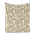 thumbnail image 1 of Dog Lover Soft Flannel Fleece Throw Blanket, Pet Animals Accessories Leash Paw Print Bone Ornamental Abstract Illustration, Cozy Plush for Indoor and Outdoor Use, 50" x 70", Tan White, by Ambesonne, 1 of 5