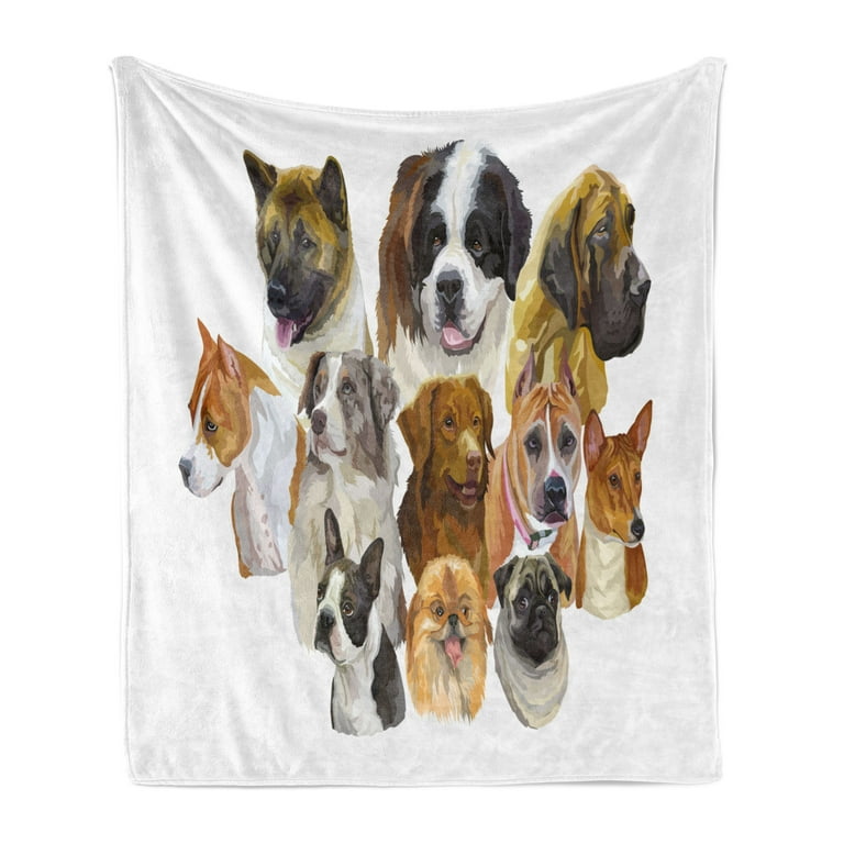 Dog Lover Soft Flannel Fleece Throw Blanket Portraits of