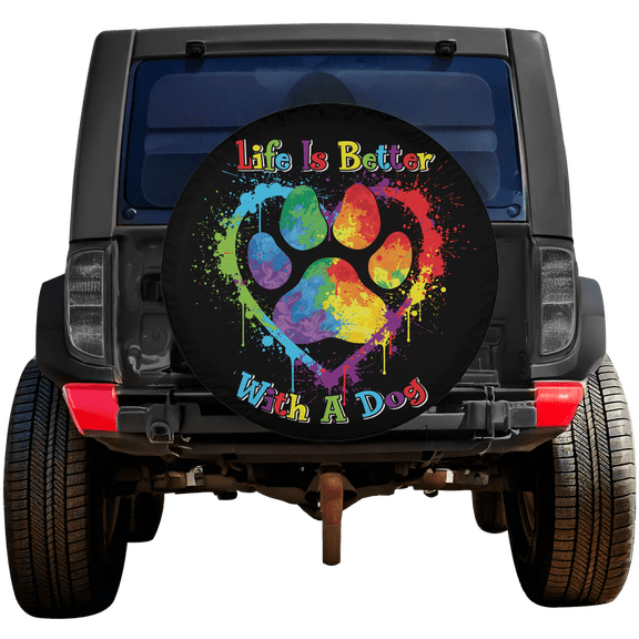 Dog Lover Spare Tire Cover With Backup Camera Hole 6 Sizes (27 in.)