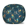 thumbnail image 1 of Dog Lover Storage Toy Bag Chair, Funny Cartoon Style Bicycles with People and Pets in Baskets Themed Illustration, Stuffed Animal Organizer Washable Bag, Small Size, Multicolor, by Ambesonne, 1 of 3
