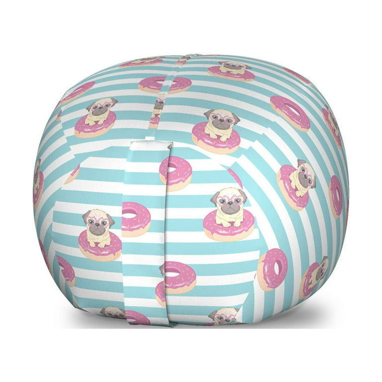 Dog Lover Storage Toy Bag Chair Pug Heart Glasses in Donuts
