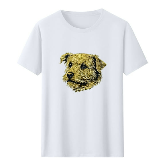 Dog Lover T Shirt – Cute Funny Dog Graphic Print Tee, Round Neck Short Sleeve Summer Top for Women 2025 Dressy Casual Blouses