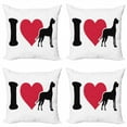 thumbnail image 1 of Dog Lover Throw Pillow Cushion Case Pack of 4, Classic Heart Dog Lover Concept with Pet Silhouette, Modern Accent Double-Sided Print, 4 Sizes, Charcoal Grey Dark Pink, by Ambesonne, 1 of 2