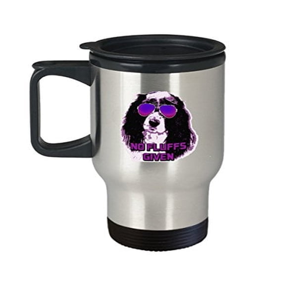 Dog Lover Travel Mug - "No Fluffs Given" Cocker Spaniel Gift - 14 oz Stainless Steel