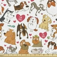 thumbnail image 1 of Ambesonne Dog Lover Fabric by the Yard Upholstery, Bullterrier with Doberman, 1 Yard, Multicolor, 1 of 4