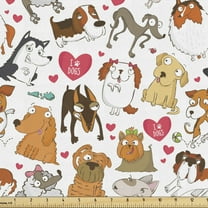 Ambesonne Dog Lover Fabric by the Yard Upholstery, Bullterrier with Doberman, 3 Yards, Multicolor