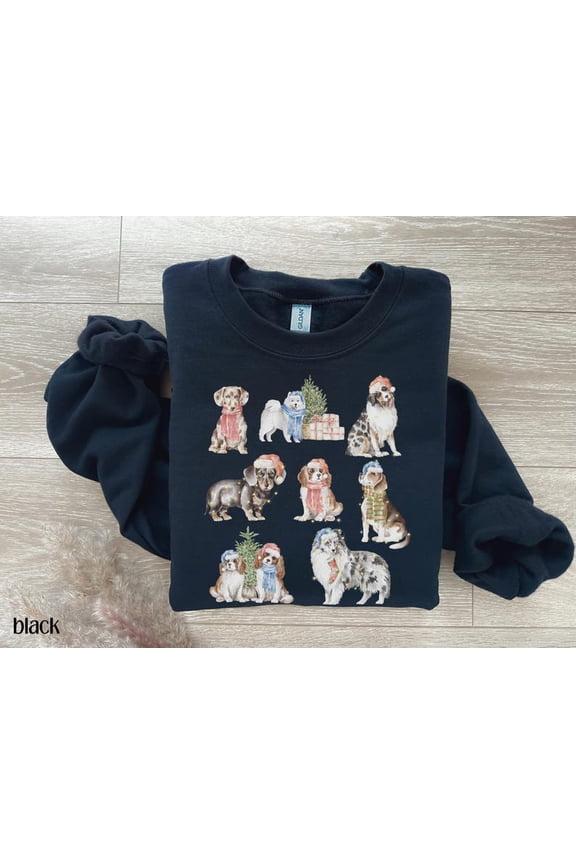 Dog Lover Winter Sweatshirt, Dogs Crewneck, Cute Winter Sweater, Dachshund Australian Shepherd Dog Owner All Size S-5Xl