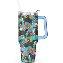 Dog Lover’s 40oz Tumbler with Handle, Spill Proof Lid and Straw – Double Insulated Travel Coffee Cup and Gift Idea