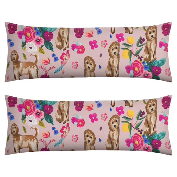 Dog Lover's Body Pillow Cover - Soft & Breathable, Hidden Zipper, 20"x54", Cute Puppy & Floral Print - Perfect Gift for Pet Lovers, Side Sleepers & Dog Themed Decor