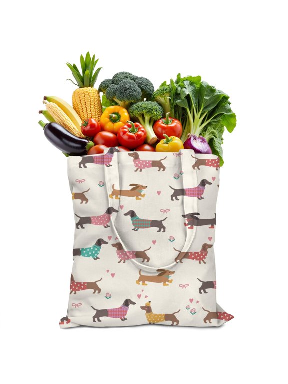 Dog Lovers Canvas Bag – Cute Canine and Tail Pattern Reusable Tote for Pet Enthusiasts