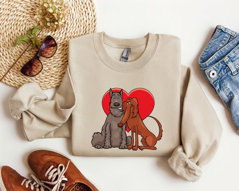 Dog Lovers Funny Retro Sweatshirt, Vintage Valentine's Day Sweatshirt
