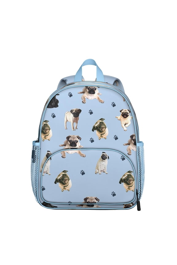 Dog Lovers Student Backpack – Cute Puppy Paw Print with Bone and Tail Cartoon Design, Artistic Watercolor Style for School