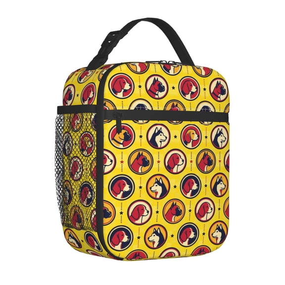 Dog Lunch Bag, Cute Cartoon Puppy Design Insulated Bento Container, Reusable Padded Thermal Handbag, Whimsical Dog Lover Appreciation Gift For Her