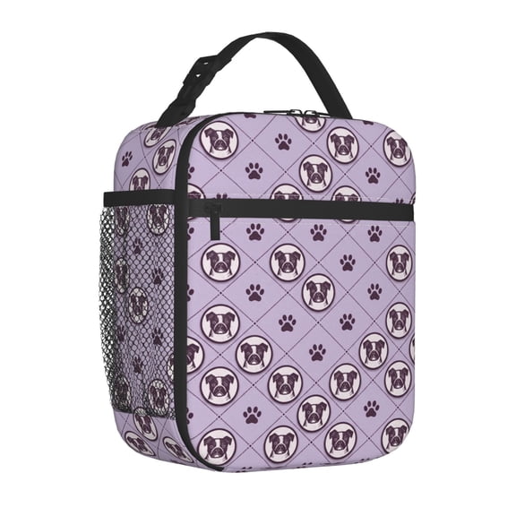 Dog Lunch Bag, Cute Puppy Portrait Insulated Bento Container, Reusable Fashion Thermal Handbag, Aesthetic Boston Terrier Design, Thoughtful Gift Idea For Her