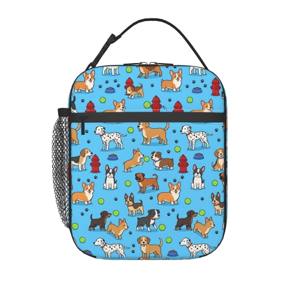 Dog Lunch Bag For Women Men, Cartoon Dogs Fire Hydrant Reusable Insulated Lunch Box, Thermal Lunch Tote For Office Work Travel, Patterned Cooler Bag