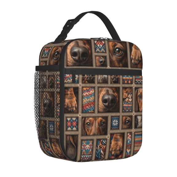 Dog Lunch Box, Aesthetic Pet-Themed Insulated Meal Tote, Reusable Double Layer Thermal Bento Container, Durable Travel Handheld Cold Bag For Adults Work