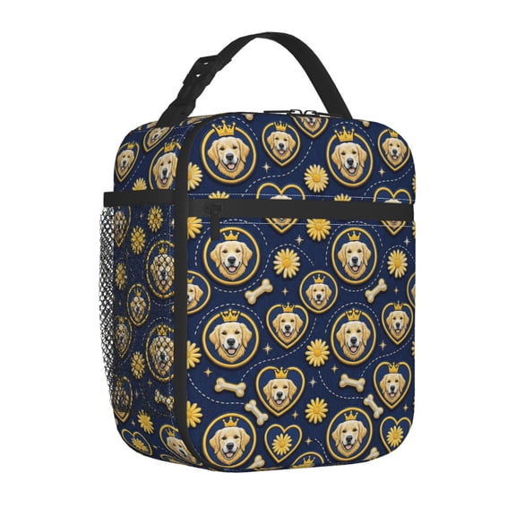 Dog Lunch Box, Durable Outdoor Corgi Print Insulated Bag, Reusable Thick Lining Thermal Bento Pack, Practical Pet Theme Handheld Case for Beach Picnic