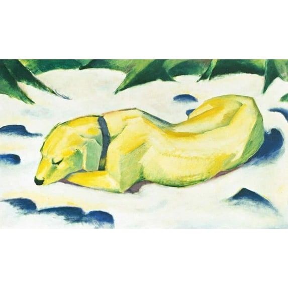 Dog Lying In The Snow-Marc - CANVAS OR FINE PRINT WALL ART