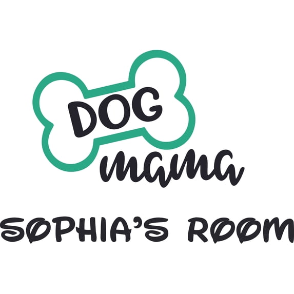Dog Mama Dogs Puppy Pet Bone Collar Customized Wall Decal - Custom Vinyl Wall Art - Personalized Name - Baby Girls Boys Kids Bedroom Wall Decal Room Decor Wall Stickers Decoration Size (15x30 inch)
