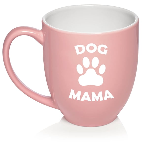 Dog Mama Funny Dog Mom Mother Ceramic Coffee Mug Tea Cup Gift for Her, Women, Sister, Daughter, Cute, Funny, Family, Girlfriend, Birthday, Anniversary, Pet Mom, Puppy, Dog Lover (16oz Light Pink)