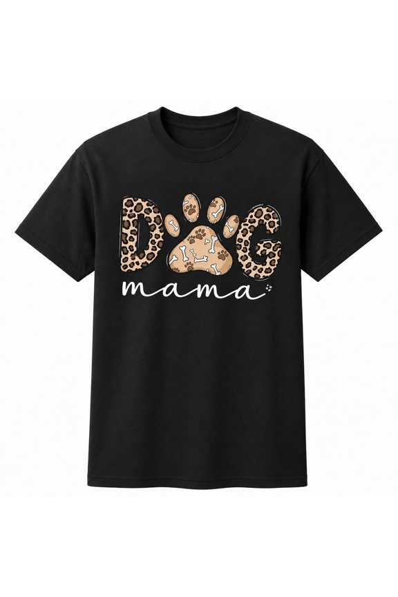 Dog Mama Leopard Paw Print T-Shirt, Unisex Classic Fit Dog Lover Graphic Tee