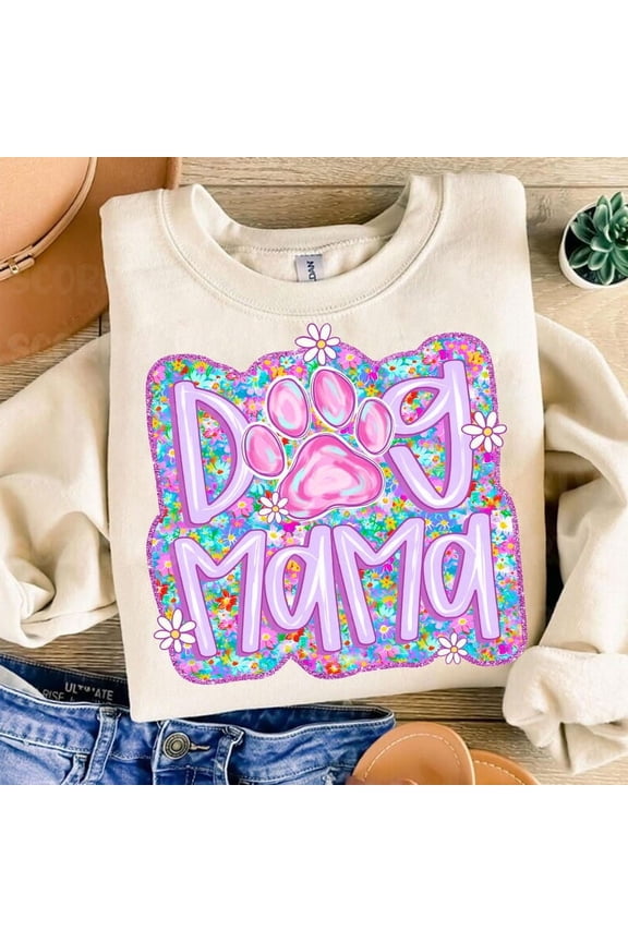 Dog Mama Sweatshirt, Preppy Dog Mom Flower Sweatshirt, Dog Coquette Sweatshirt, Mom Life Dog Mama Sweatshirt, Dog Gifts Sweatshirt