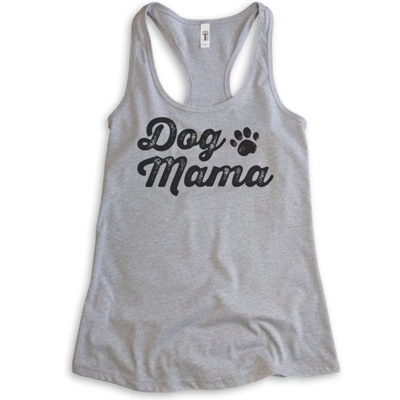 Dog Mama Tank Top, Ladies Racerback Tank Top, Dog Mom, Dog Lover Tank, Heather Gray, Small
