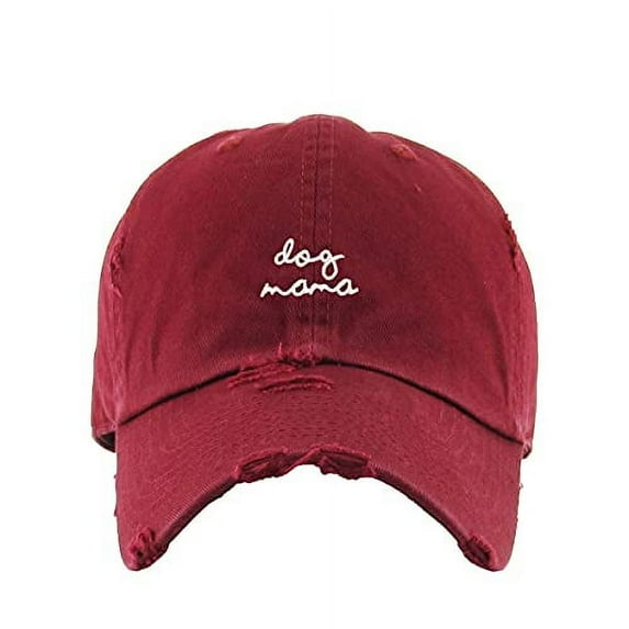 Dog Mama Vintage Baseball Cap Embroidered Cotton Adjustable Distressed Dad Hat Maroon