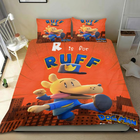 Dog Man cotton sheet set, three pieces, soft on skin, distinctive design, durable stitching, great gifts for family, friends, fans, 36x75 in (90*190 cm).