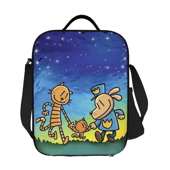 Dog Man 3D Cartoon Lunch Bag for Women/Men, Reusable Lunch Box for Office Work School Picnic Beach, Insulated Tote Bag with Adjustable Shoulder Strap