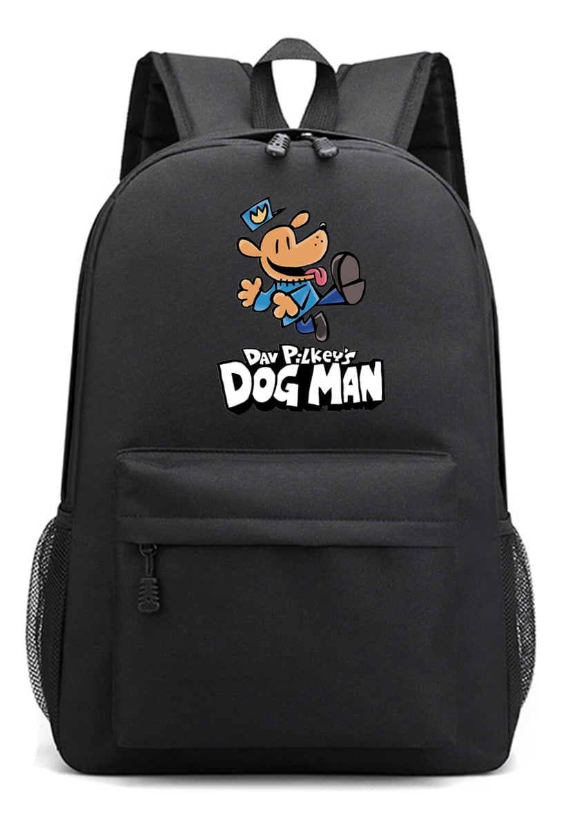Dog Man Adventure Black Backpack for Students, Cute Anime School Bag, Lightweight and Spacious for Books, Gear, and Travel