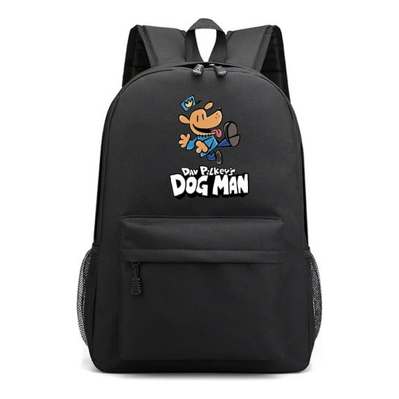 Dog Man Adventure Black Backpack for Students, Cute Anime School Bag, Lightweight and Spacious for Books, Gear, and Travel
