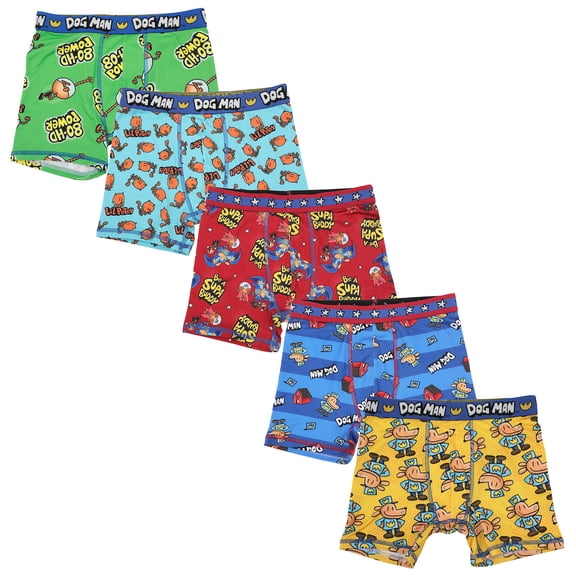 Dog Man All-Over Character Print Boy's 5-Pack Boxer Briefs-10
