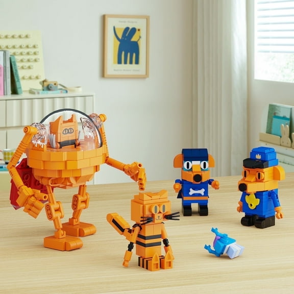 Dogered Mans Figures Building Block Set Cartoon Anime Cats Petey Toys Movie Fans Kids Gifts(529 PCS)