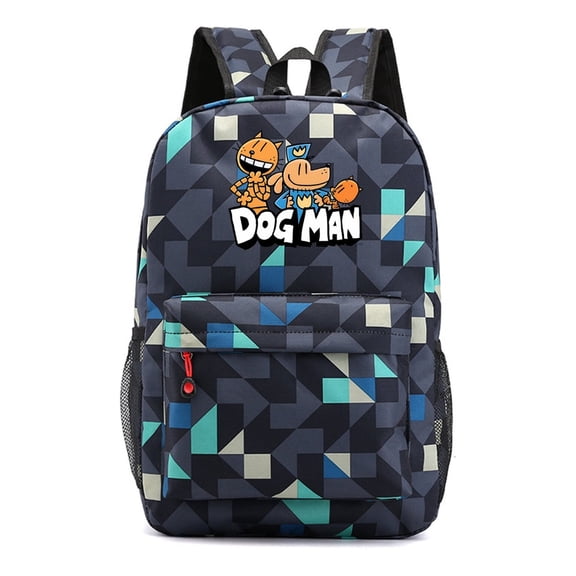Dog Man Artistic Geometric Blue Backpack, Lightweight Anime Laptop Bag for School, Teens, and Travel Needs