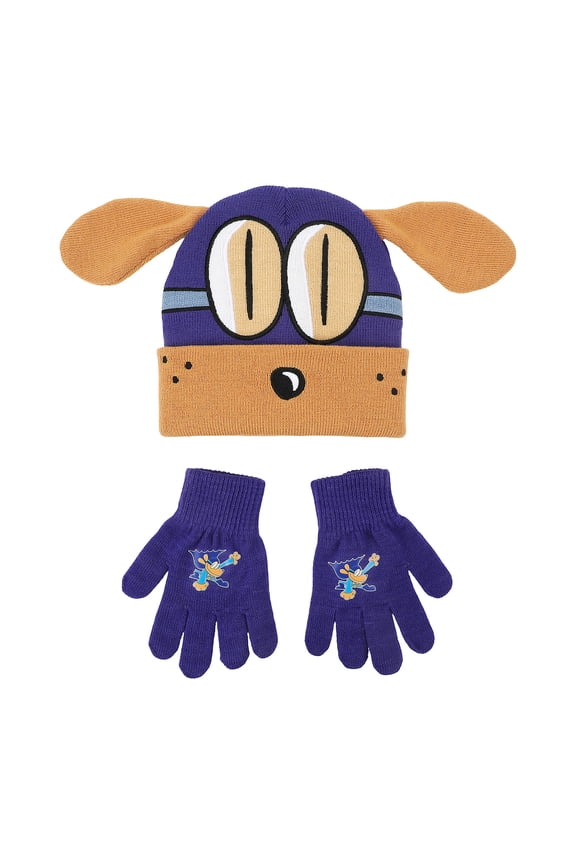 Dog Man Bark Knight Youth Cuff Hat and Knit Gloves Cold Weather Set