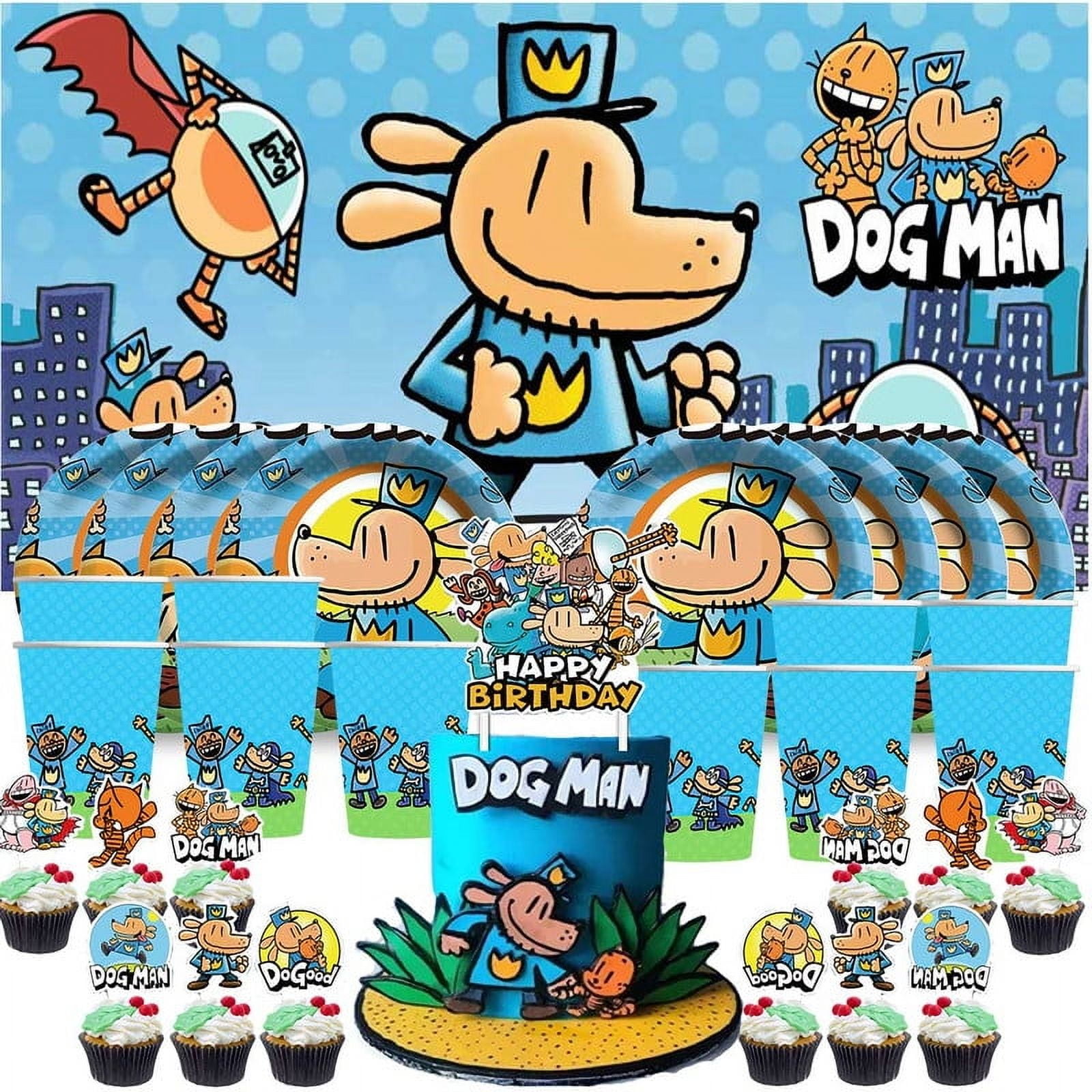 Dog Man Birthday Cups Party Supplies Decor Backdrop Paper Plates Fans
