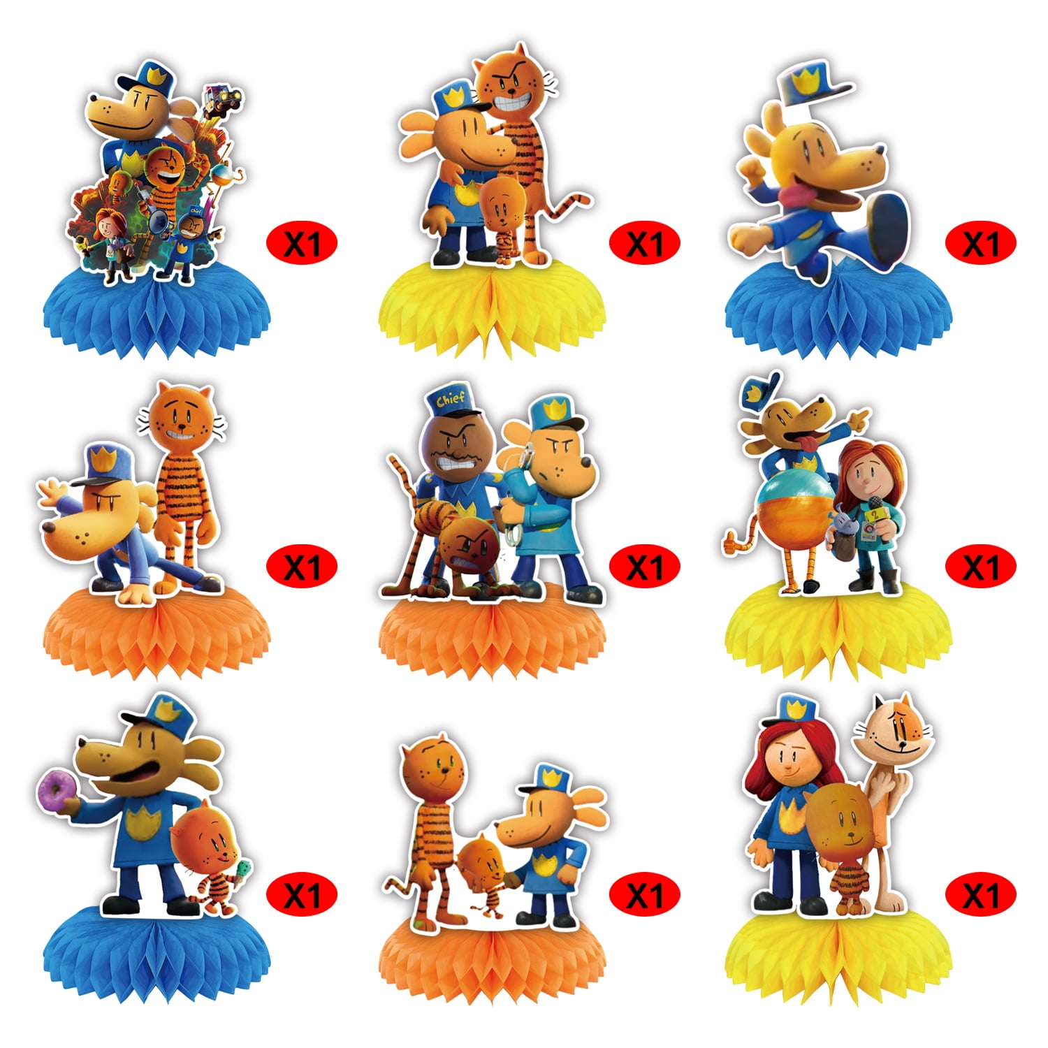 Dog Man Birthday Party Decoration, 8 PCS Dog Man Theme