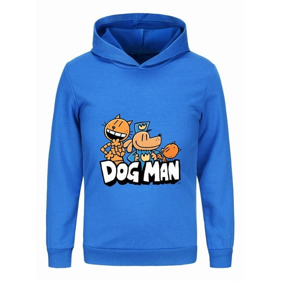 Dog Man & Cat Characters Kids Hoodie – Fun Comic Group Graphic Top for Boys & Girls