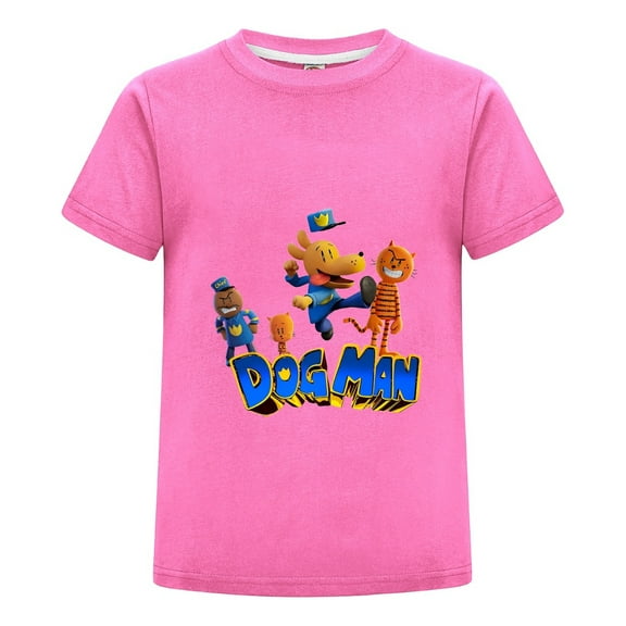 Dog Man & Cat Friend Lineup Kids Boys Girls T-Shirt – Colorful Comic Tee Top with Fun Design