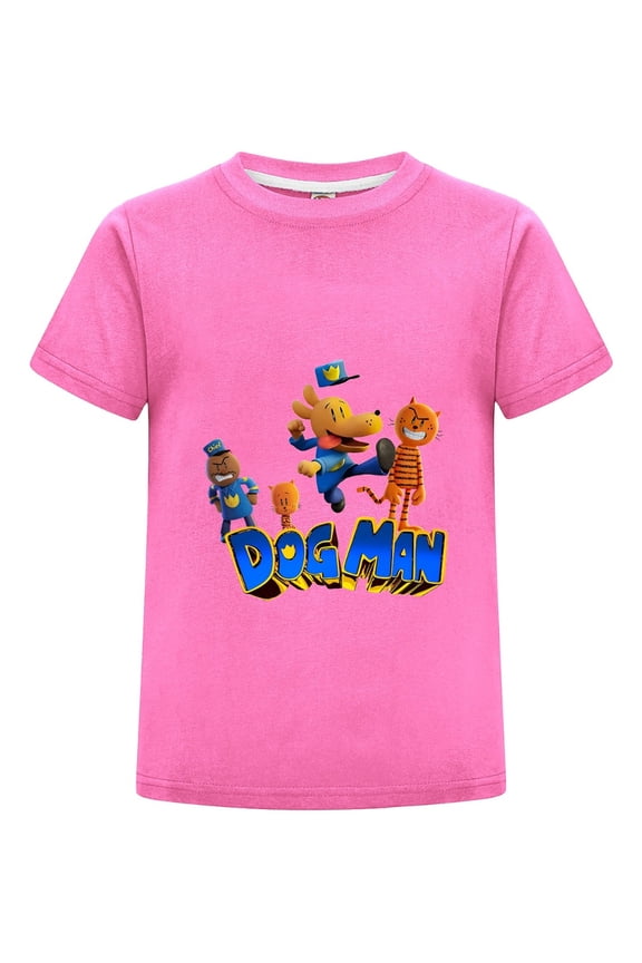 Dog Man & Cat Friend Lineup Kids Boys Girls T-Shirt – Colorful Comic Tee Top with Fun Design