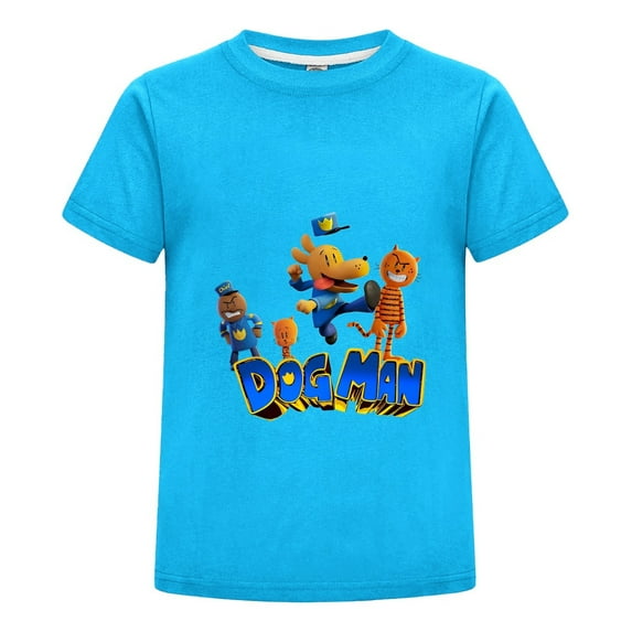 Dog Man & Cat Friend Lineup Kids Boys Girls T-Shirt – Colorful Comic Tee Top with Fun Design