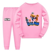 THOMBASE Dog Man & Cat Friend Lineup Pajamas Set – Colorful Comic Sleepwear for Boys and Girls – Fun Kids Loungewear