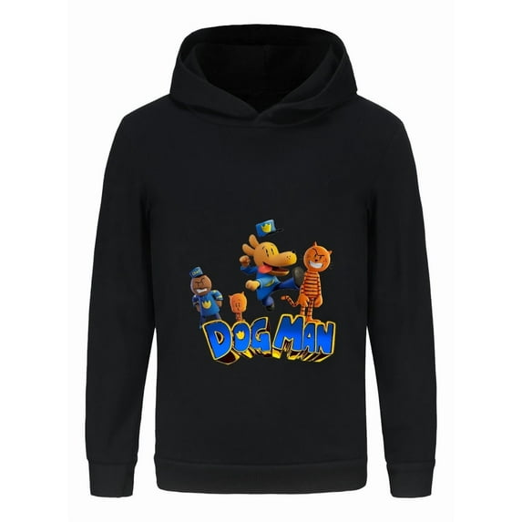 Dog Man & Cat Friends Lineup Kids Hoodie – Colorful Comic Sweatshirt for Boys & Girls