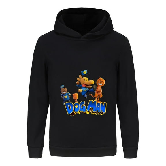 Dog Man & Cat Friends Lineup Kids Hoodie – Colorful Comic Sweatshirt for Boys & Girls
