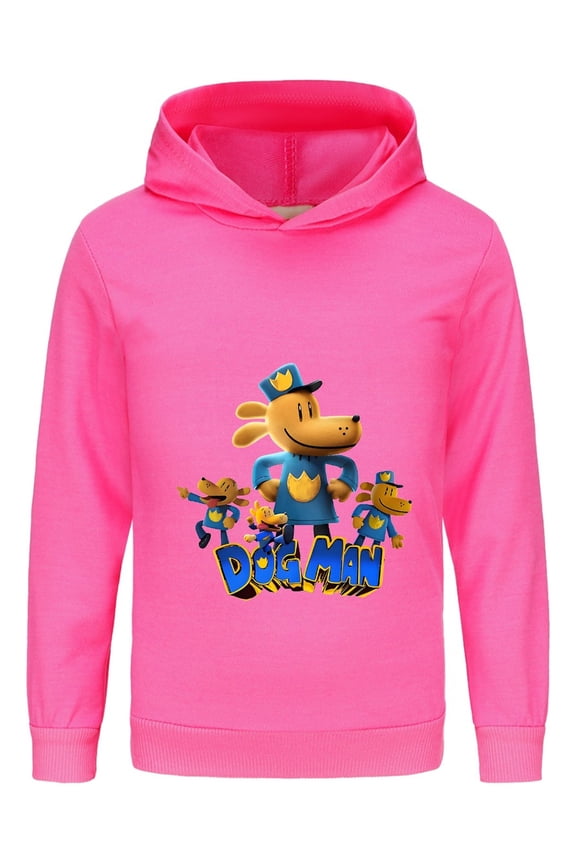 Dog Man Character Lineup Pose Kids Hoodie – Comic Series Graphic Shirt for Boys & Girls