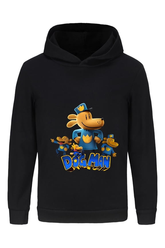 Dog Man Character Lineup Pose Kids Hoodie – Comic Series Graphic Shirt for Boys & Girls