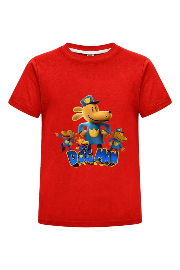 Dog Man Character Lineup Pose Kids Shirt – Boys Girls Graphic T-Shirt Tee Top for Fans of Comic Series