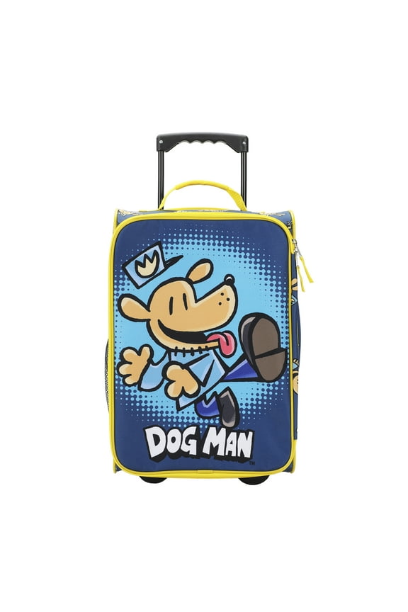 Dog Man Character Print Blue 18" Soft-Sided Youth Carry On Suitcase Luggage